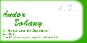 andor dohany business card