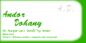 andor dohany business card